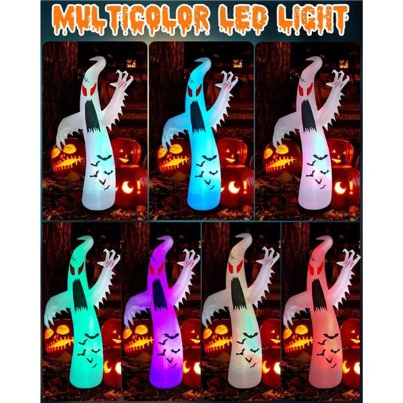 Amazon.com: 12FT Halloween Inflatables Giant Ghost with  12Ft Halloween Inflatables Giant Ghost with 7 Colors Changing LED Lights
